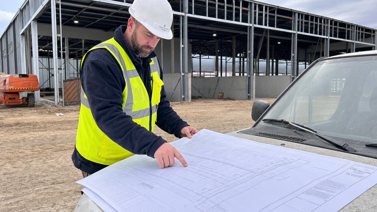 Project manager reviewing site plans