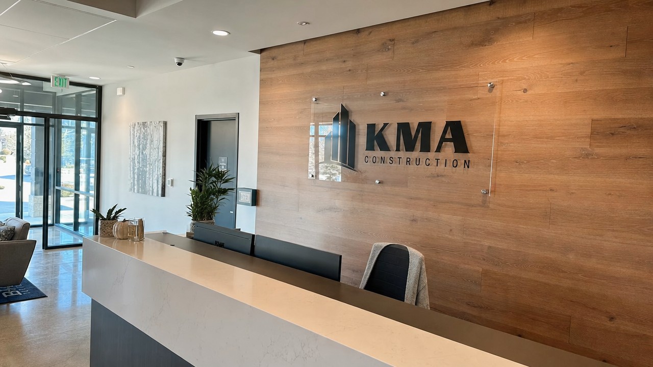 Finished interior lobby signage